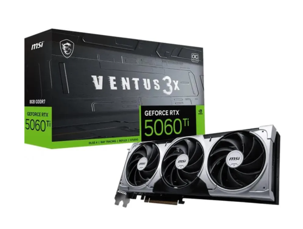Видеокарта PCI-E 8Gb MSI NV RTX 5060 Ti 8G VENTUS 3X OC RTX 5060TI 128bit GDDR7 2602/28000 HDMI/DP R фото