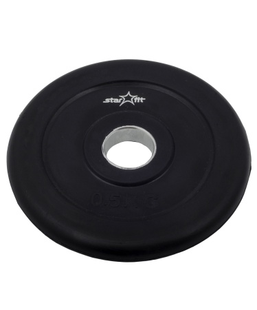 Диск обрезиненный STARFIT BB-202 1,25 кг, d=26 мм, стальная втулка, черный фото