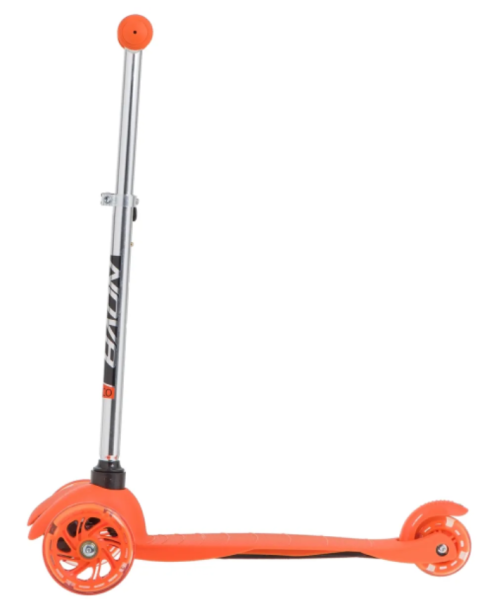 Самокат-кикборд NOVATRACK 120H.DISCOKIDS.OR20 детский, свет.колеса PU пер.120*24  задн.76*24мм, эрго фото