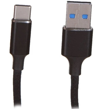 Кабель USB - Type-C "Maverick" C1 1,2м текстиль/металл, черный фото