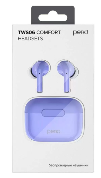 Беспроводные bluetooth наушники PERO TWS06 COMFORT Purple PTWS06P купить ЦИТ Беспроводные bluetooth наушники PERO TWS06 COMFORT Purple PTWS06P фото