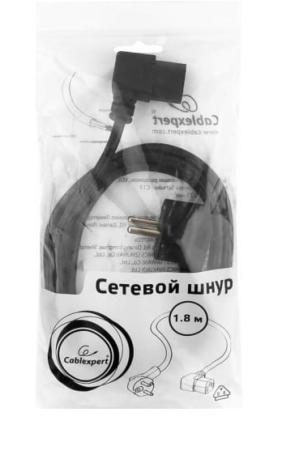 Кабель питания Cablexpert PC-186A-VDE, Schuko-C13, VDE, 3х0.75мм2, 10А, 1.8м, угл.разъем фото