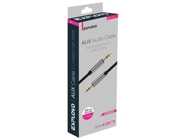 Аудиокабель EXPLOYD EX-K-476 AUX Jack3,5mm(M) - Jack3,5mm(M) 1M SONDER круглый черный фото