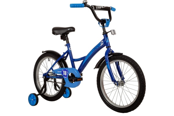 (м) Велосипед детский NOVATRACK 18"183STRIKE.BL22 синий, тормоз нож, крылья корот, защита А-тип фото