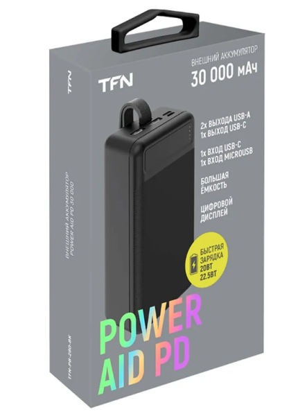 Внешний аккумулятор TFN PowerAid PD 30000mAh Черный (TFN-PB -280-BK) купить ЦИТ Внешний аккумулятор TFN PowerAid PD 30000mAh Черный (TFN-PB -280-BK) фото