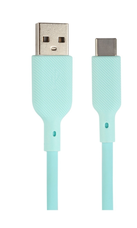 Кабель USB - Type-C Qumo 1м голубой силиконовый 18W (32960) фото