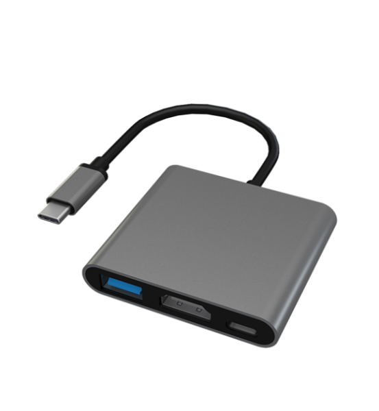 Хаб USB-С PERO MH08 USB-С TO USB-C + HDMI + USB 3.0, серый, MH08GR фото