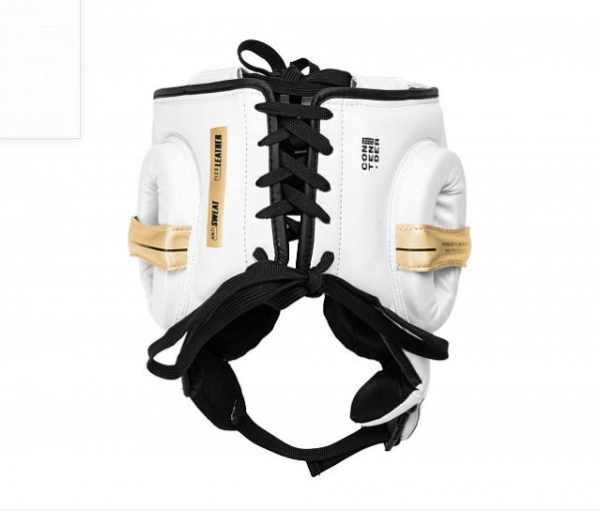 Шлем боксерский Clinch Contender бело-черно-золотой (размер S) C226  фото