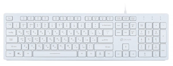 Клавиатура Oklick 550ML белый USB slim Multimedia LED фото