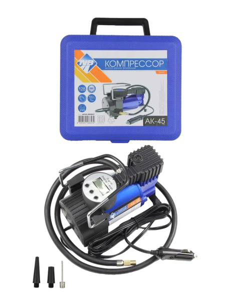 Авто-компрессор воздушный NOVA BRIGHT АК-45 металлический корпус, пластиковый кейс 36449 фото
