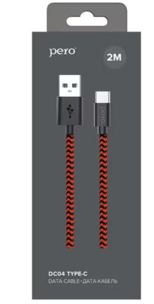 Кабель USB - Type-C PERO DC-04 1м красно-черный (PRDC-04TC1MRB) фото