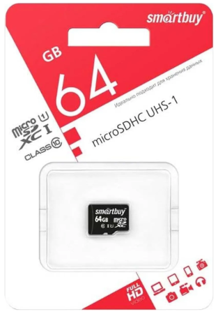 Карта памяти MicroSD 64GB Smart Buy Сlass 10 UHS-I (SB64GBSDCL10-00) фото