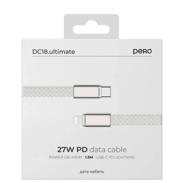 Кабель USB-С - LIGHTNING PERO DC18 ULTIMATE 1,5м серебристый PRDC-18CLWH фото