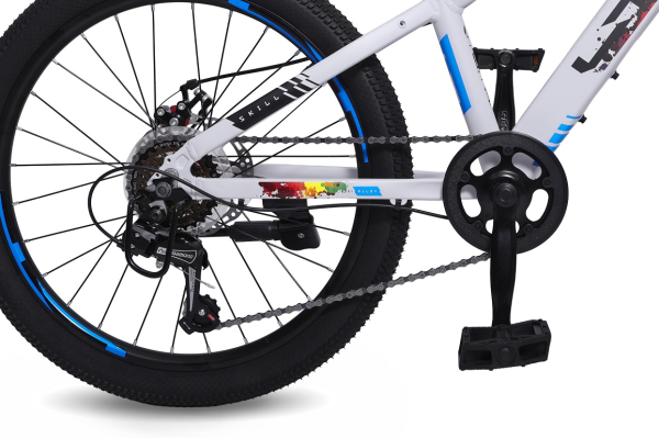 (м) Велосипед детский LTBIKE 22" SKILL, алюминий, рама 11", 6-ск, белый/синий фото