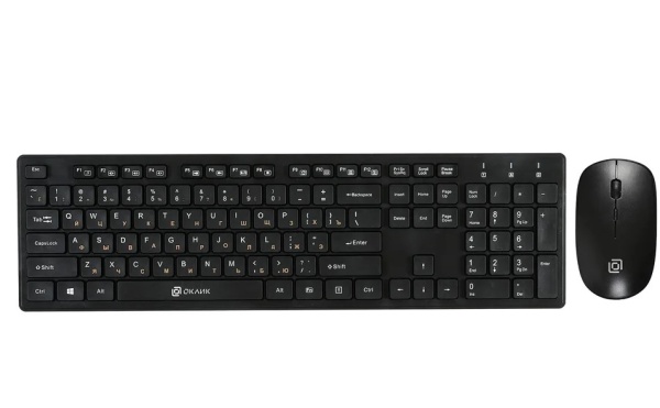 Комплект клавиатура + мышь Oklick 240M черный USB беспроводная фото