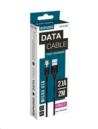 Кабель USB - microUSB EXPLOYD EX-K-957 2м 2.1A Magnetic SONDER чёрный фото