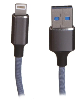 Кабель USB - Lightning "Maverick" C4 1,2м текстиль/металл серый фото