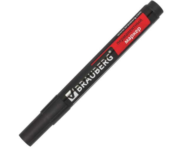 Маркер перманентный BRAUBERG "Contract", ЧЕРНЫЙ, круглый наконечник, 3 мм, 150465 фото
