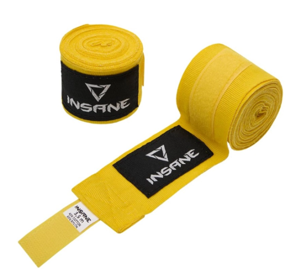 Бинт боксерский INSANE FIGHT IN23-HW600, хлопок/нейлон, желтый, 3,5 м фото