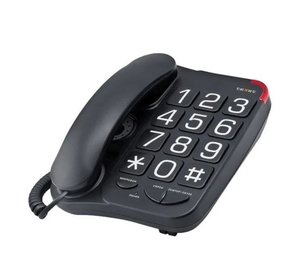 Телефон проводной TEXET TX-201 черный фото