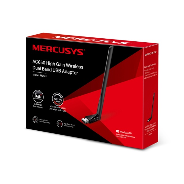 Wi-Fi адаптер Mercusys MU6H AC650 USB 2.0 AC650 фото