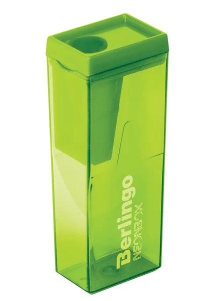 Точилка пластиковая Berlingo "NeonBox" 1 отверстие, контейнер, ассорти фото