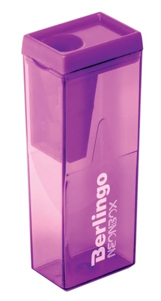 Точилка пластиковая Berlingo "NeonBox" 1 отверстие, контейнер, ассорти фото