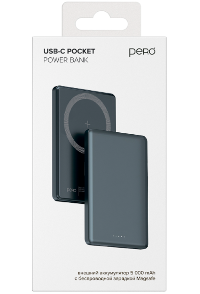Внешний аккумулятор  PERO PB11 5000 mAh,серый MagSafe,(PB11GR) фото