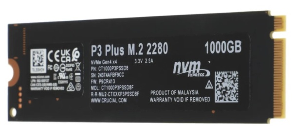 Накопитель SSD 1Tb M.2 2280 Crucial P3 Plus NVMe PCIEx4 (CT1000P3PSSD8) фото