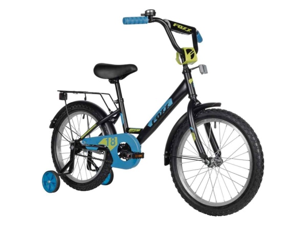 (м) Велосипед детский FOXX 18"183SIMPLE.BK5 чёрный, сталь, тормоз нож, крылья, багажник, защита А-ти фото