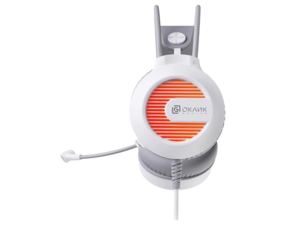 Игровые наушники с микрофоном Оклик HS-L300G белый 2.2м фото
