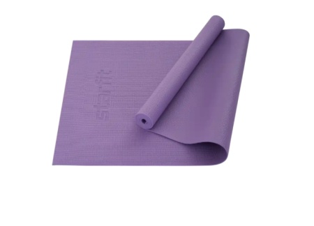 Коврик для йоги STARFIT FM-101 PVC, 173x61x0,3 см, фиолетовый пастель фото