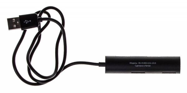 Разветвитель USB 2.0 Buro BU-HUB4-0.5R-U2.0 4порт. черный фото