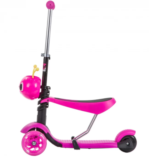 Самокат-кикборд NOVATRACK 120S.DISCOKIDS.PN9 Saddle для детей, трансформер, свет.колеса PU 120*90мм, фото