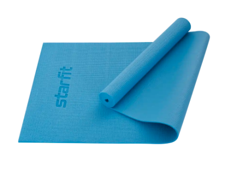 Коврик для йоги STARFIT FM-101 PVC, 173x61х0,5 см, синий пастель фото
