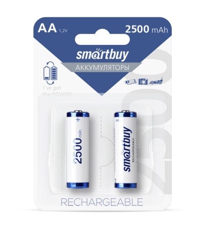 Аккумулятор 2шт SMARTBUY 2500mAh (SBBR-2A02BL2500)  фото