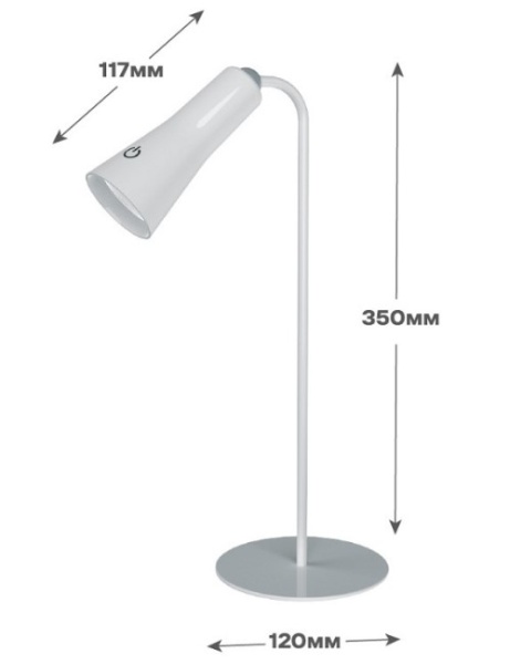 Лампа настольная ULTRAFLASH (15721) UF-826 C01 белый (Led св-к настольный, 6Вт, 3 ур. яркости, 6000К фото