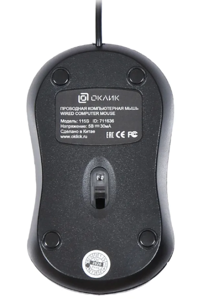 Мышь Оклик 115S черный оптич. 1200dpi USB  фото