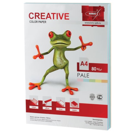 Бумага Creative color (Креатив) А4, 80г/м, 250 л, (5 цв.х50л) цветная пастель, БПpr-250r, ш/к 40884 фото