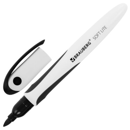 Маркер стираемый для белой доски ЧЕРНЫЙ, BRAUBERG "SOFT LITE", 3 мм, резиновая вставка, 152103 фото
