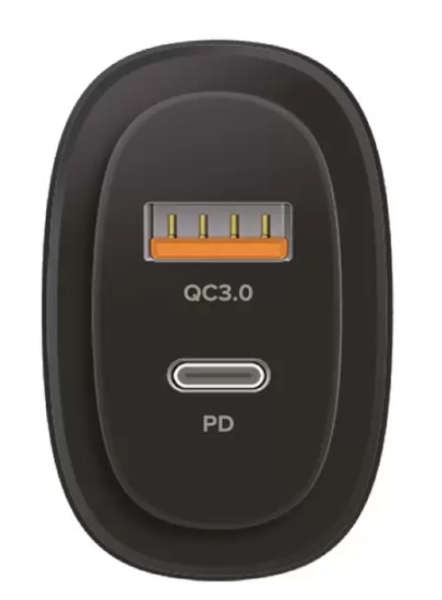 Сетевое зарядное устройство PERO TC11 USB-A QC3.0 + USB-C PD 45W черный ТС11BL фото