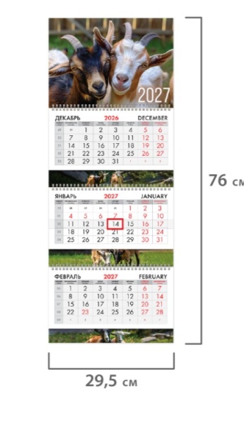 Календарь квартальный 2027г, 3 блока 3 гребня бегунок, мел.бум, BRAUBERG EXTRA, Символ года, 118299, фото