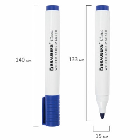 Маркеры стираемые для белой доски НАБОР 4 ЦВЕТА, BRAUBERG "CLASSIC", 3 мм, с клипом, 152117 фото