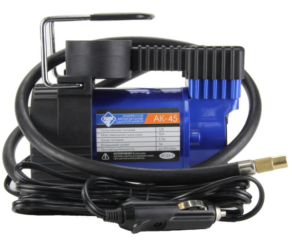 Авто-компрессор воздушный NOVA BRIGHT АК-45 металлический корпус, пластиковый кейс 36449 фото