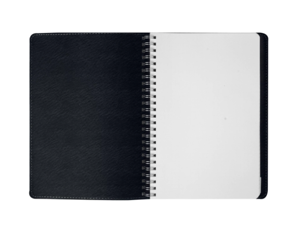 Бизнес-тетрадь на гребне А5 148x218 мм, BRAUBERG "Office PRO", под кожу, клетка, 80 л., чёрная, 1110 фото