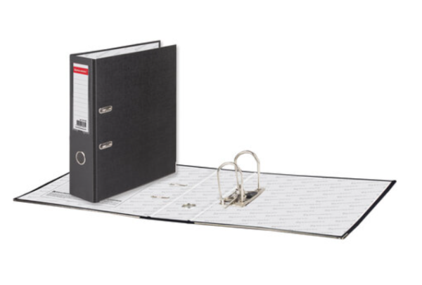 Папка-регистратор BRAUBERG покрытие ПВХ, 80 мм, с уголком, черная (удв. срок службы), 227189 фото