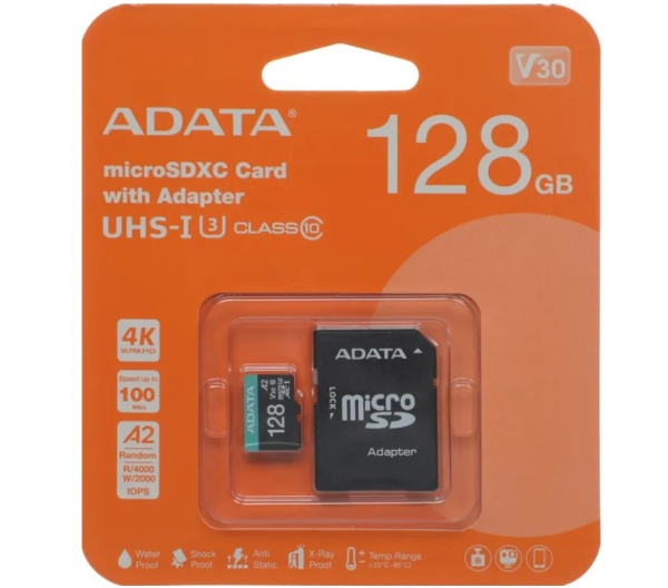 Карта памяти MicroSD 64GB A-DATA  AUSDX64GUI3V30SA2-RA1 фото