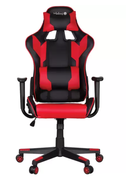 Кресло игровое Helmi HL-G01 "Victory", искусственная кожа, черная/красная, 2 подушки фото