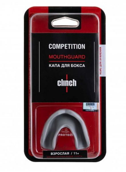 Капа одночелюстная Clinch Competition Single Layer Mouthguard серая (размер Senior) фото
