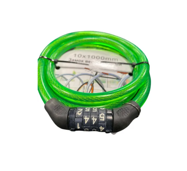 Замок-трос STELS 10x1000 мм кодовый, 4 цвета, инд. уп. "Puls" 3281252 фото